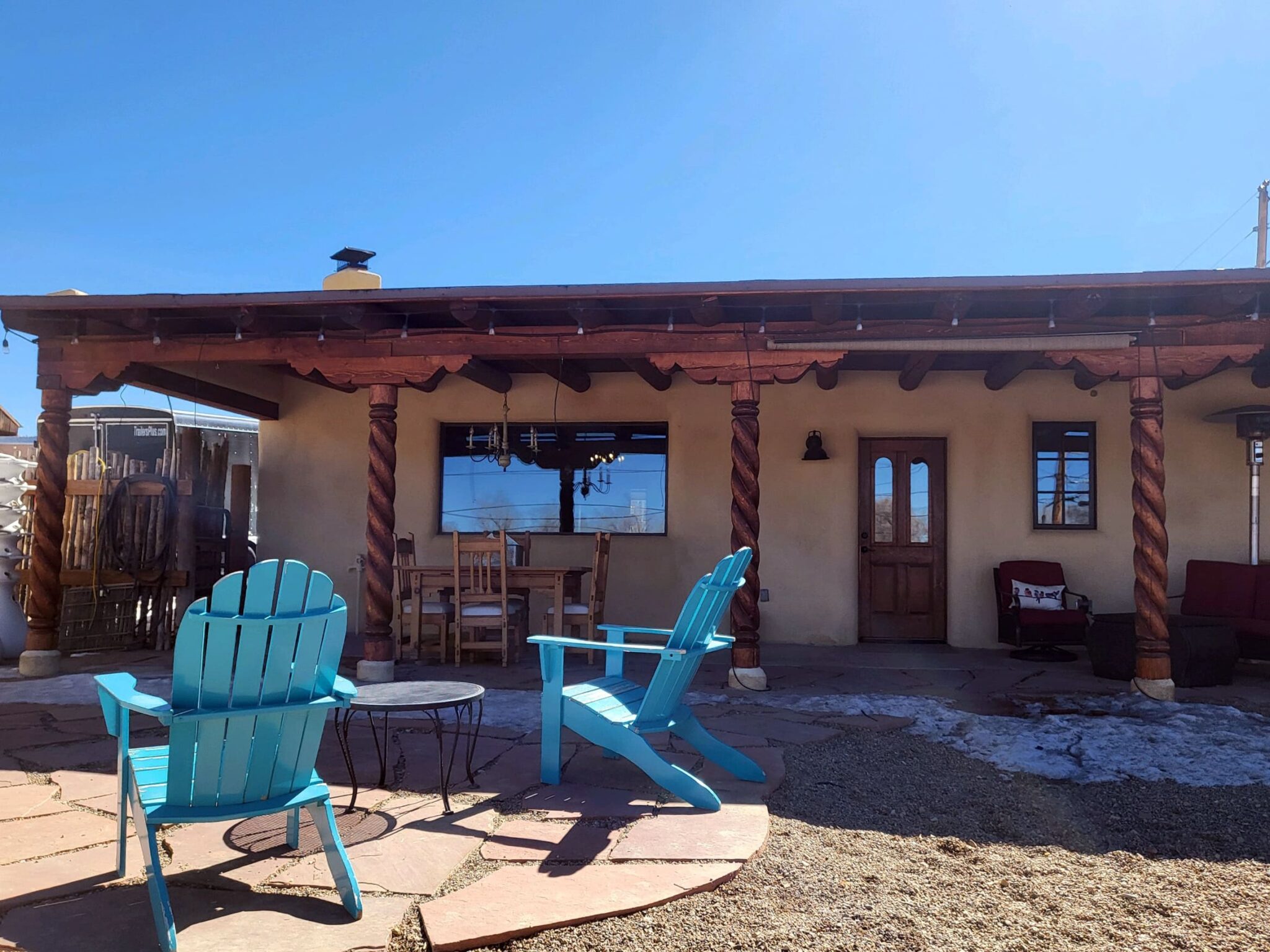 Stucco, portal and landscape. Taos, NM Handyman Services