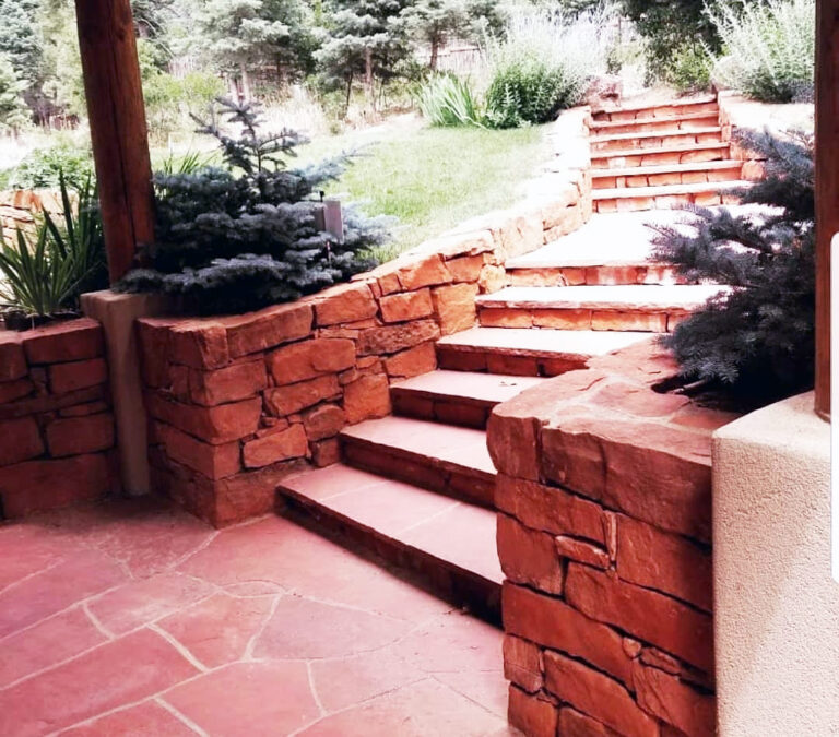 Flagstone Stone Wall Walkway